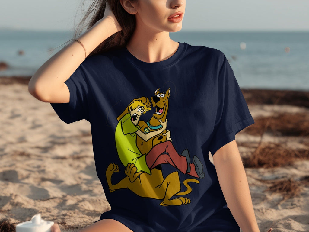 Shaggy Riding Scooby Doo Scared Cartoon Character T-Shirts