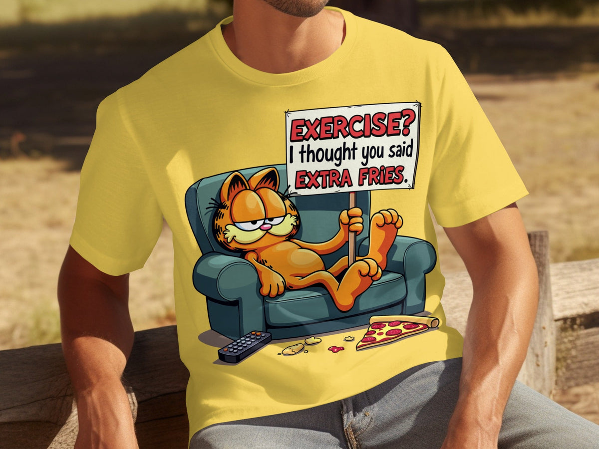 Garfield I Thought You Said Extra Fries Funny Cartoon T-Shirts