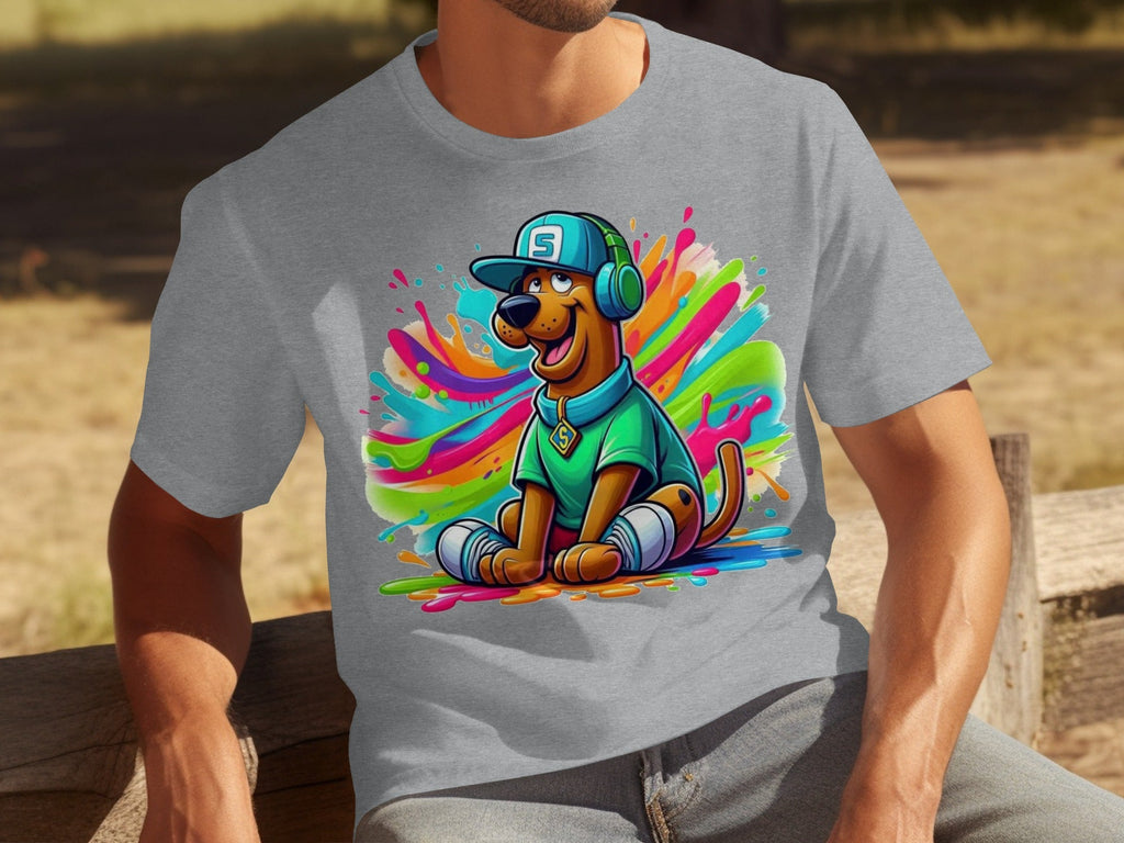 Scooby Doo with Headphones and Cap Colorful Art T-Shirts