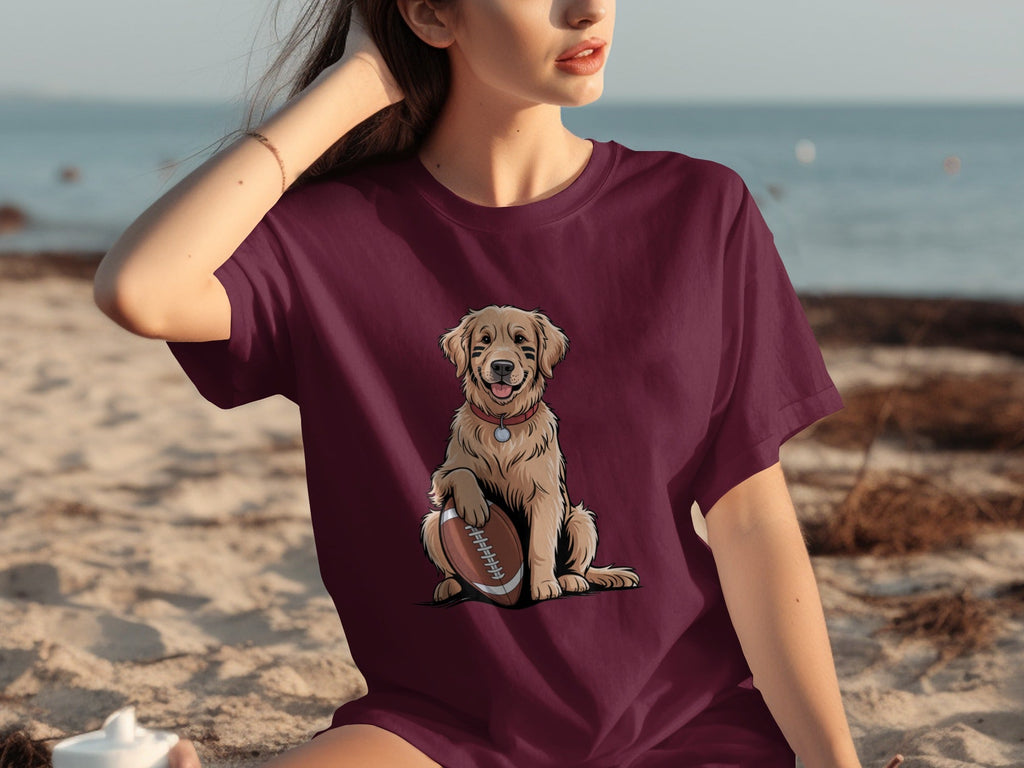 Golden Retriever Ready for Football Season T-Shirts