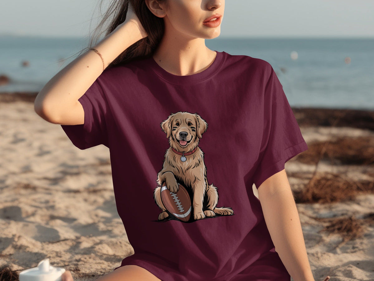 Golden Retriever Ready for Football Season T-Shirts
