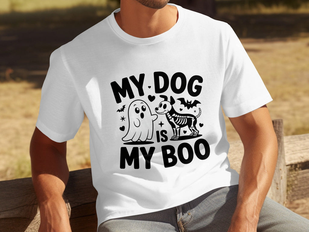 My Dog IS My Boo Halloween Ghost Dog Skeleton Art T-Shirts
