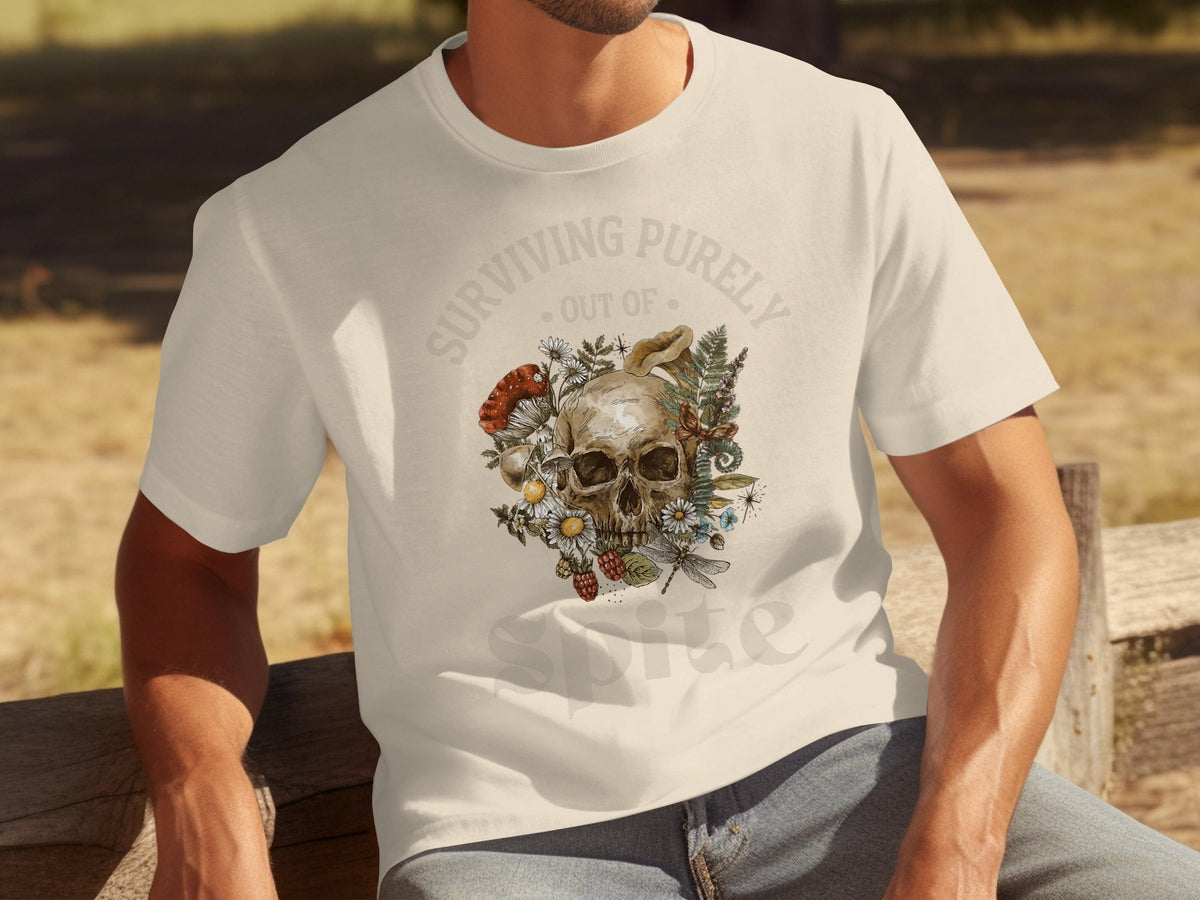 Surviving Purely Out of Spite Floral Skull T-Shirts product image 7