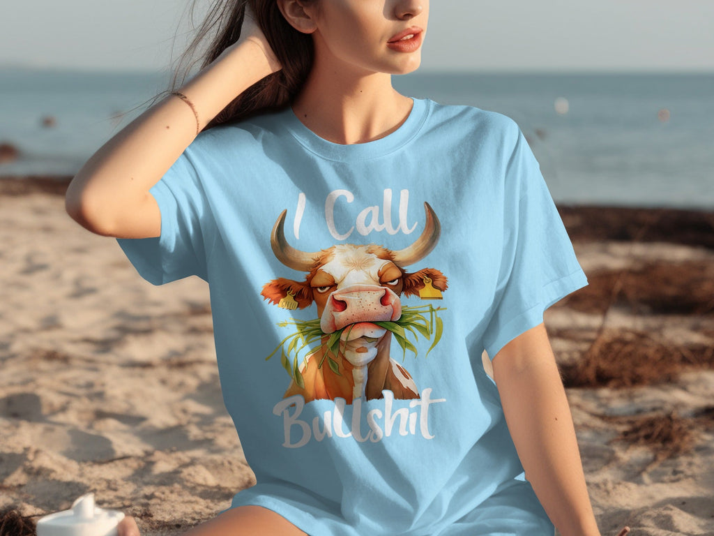 I Call Bullshit Cow with Grass Mouth Funny Farm T-Shirts