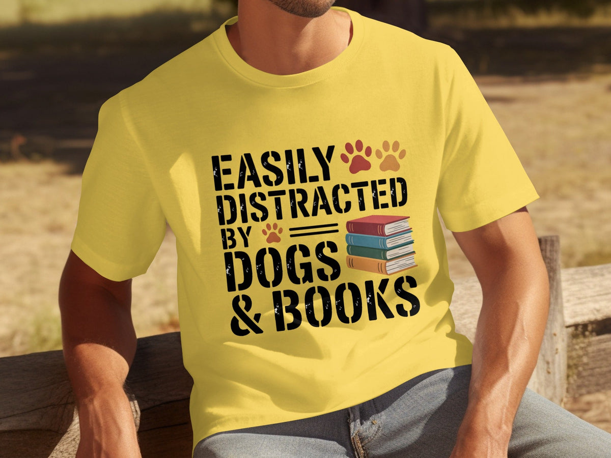 Easily Distracted by Dogs & Books Design Cool T-Shirts product image 21