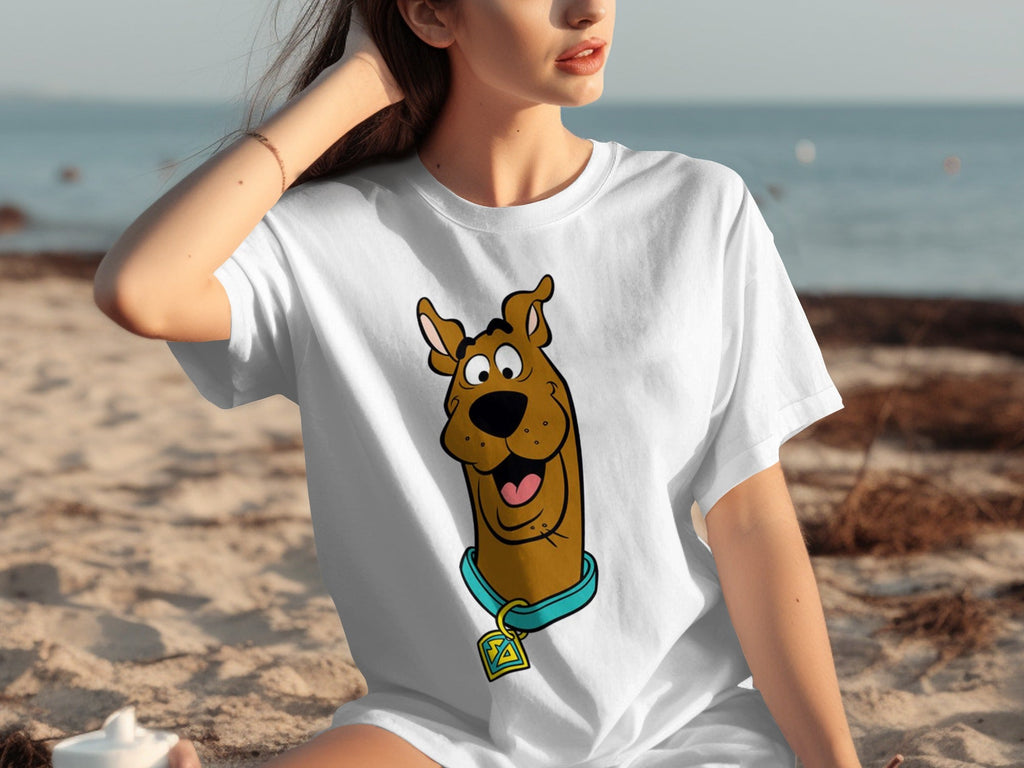 Scooby Doo Headshot Featuring His Tag Cartoon T-Shirts