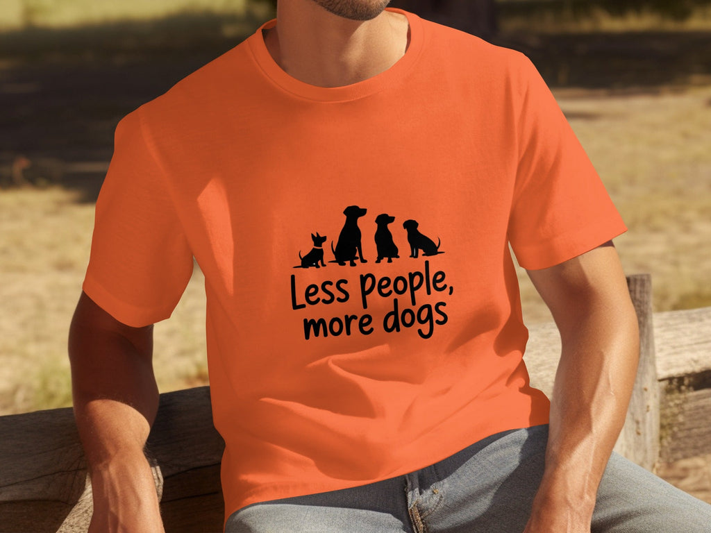 Less People More Dogs Silhouette Image Funny Pet T-Shirts