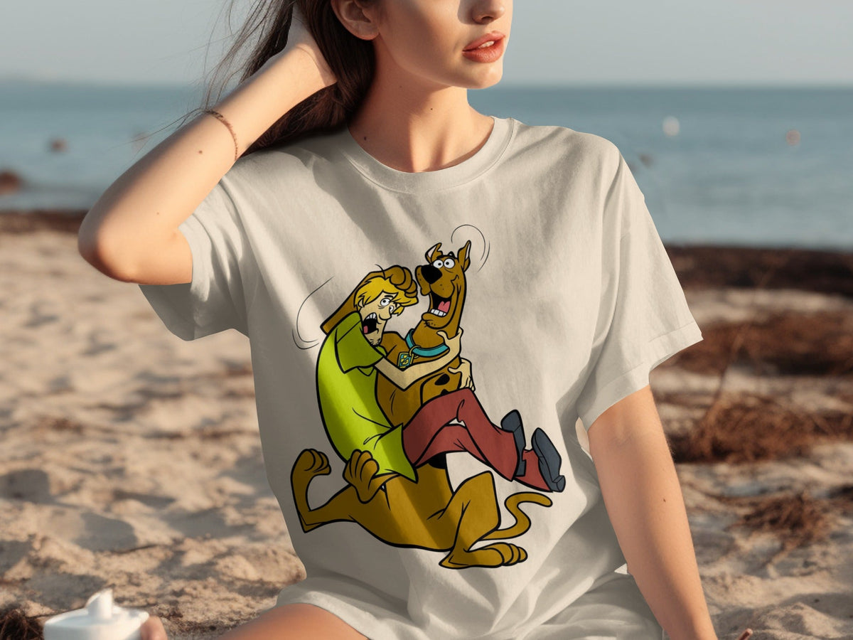 Shaggy Riding Scooby Doo Scared Cartoon Character T-Shirts