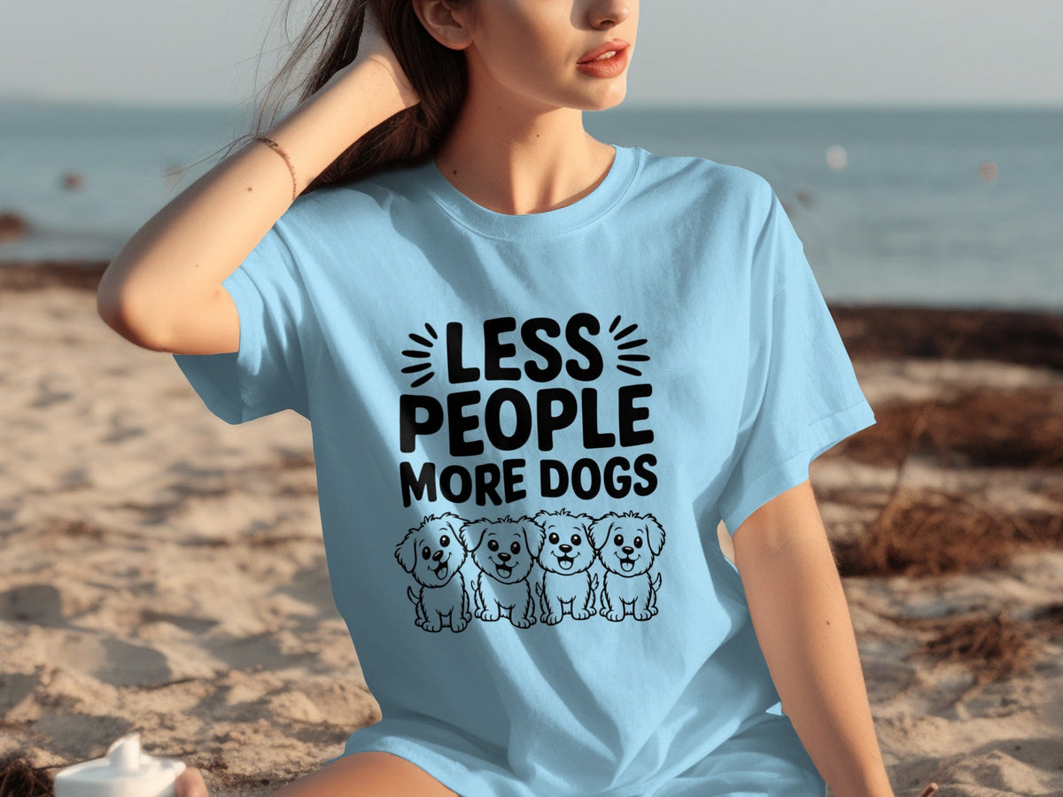 Less People More Dogs with Cute Dog Pets Art T-Shirts