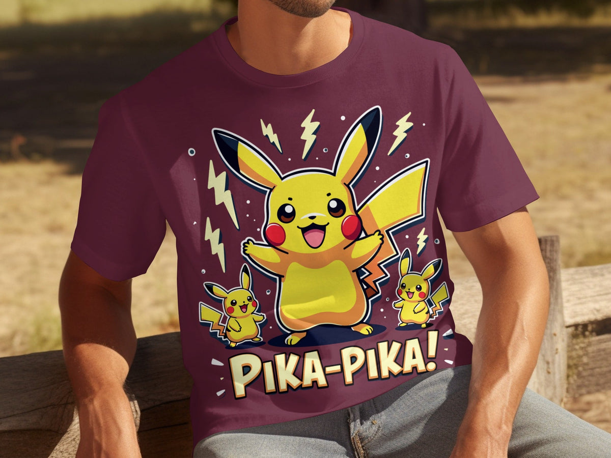 Pika Pika Pikachu With Electrical Arcs Design T-Shirts