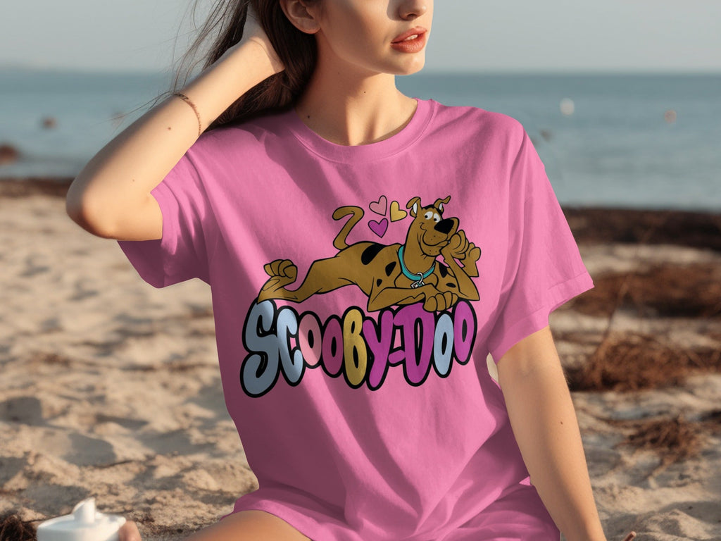 Scooby Doo with Hearts Reclining on Logo Design T-Shirts product image 3