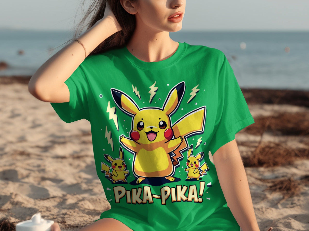 Pika Pika Pikachu With Electrical Arcs Design T-Shirts