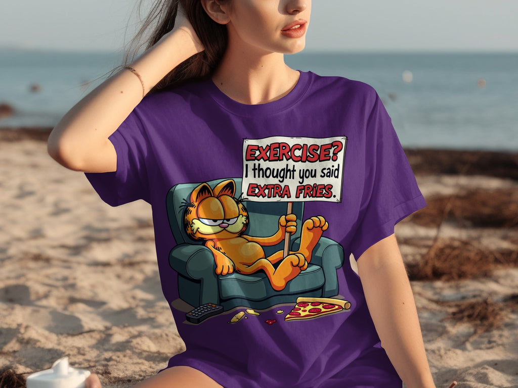 Garfield I Thought You Said Extra Fries Funny Cartoon T-Shirts
