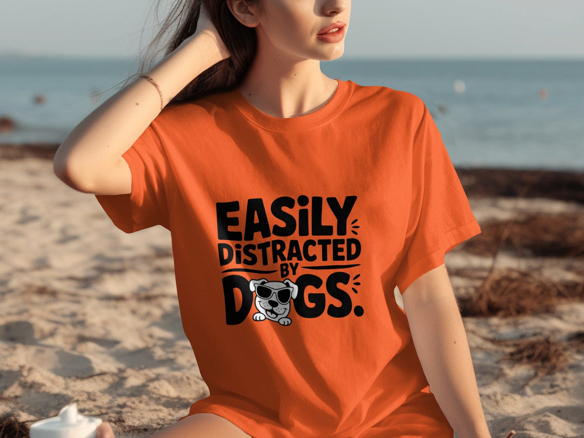 Easily Distracted By Dogs Cute Puppy Illustration T-Shirts product image 4