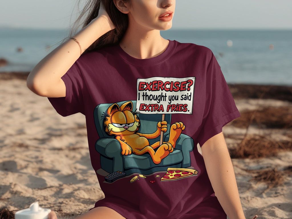 Garfield I Thought You Said Extra Fries Funny Cartoon T-Shirts