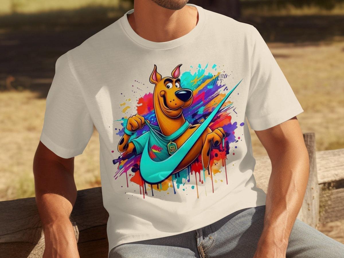 Scooby Doo With Nike Logo Trendy Colorful Splash T-Shirts