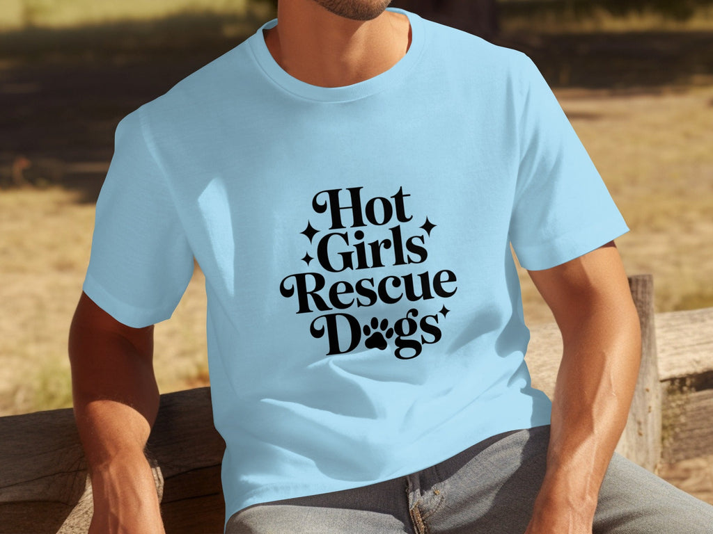 Hot Girls Rescue Dogs Graphic Print Novelty Design T-Shirts