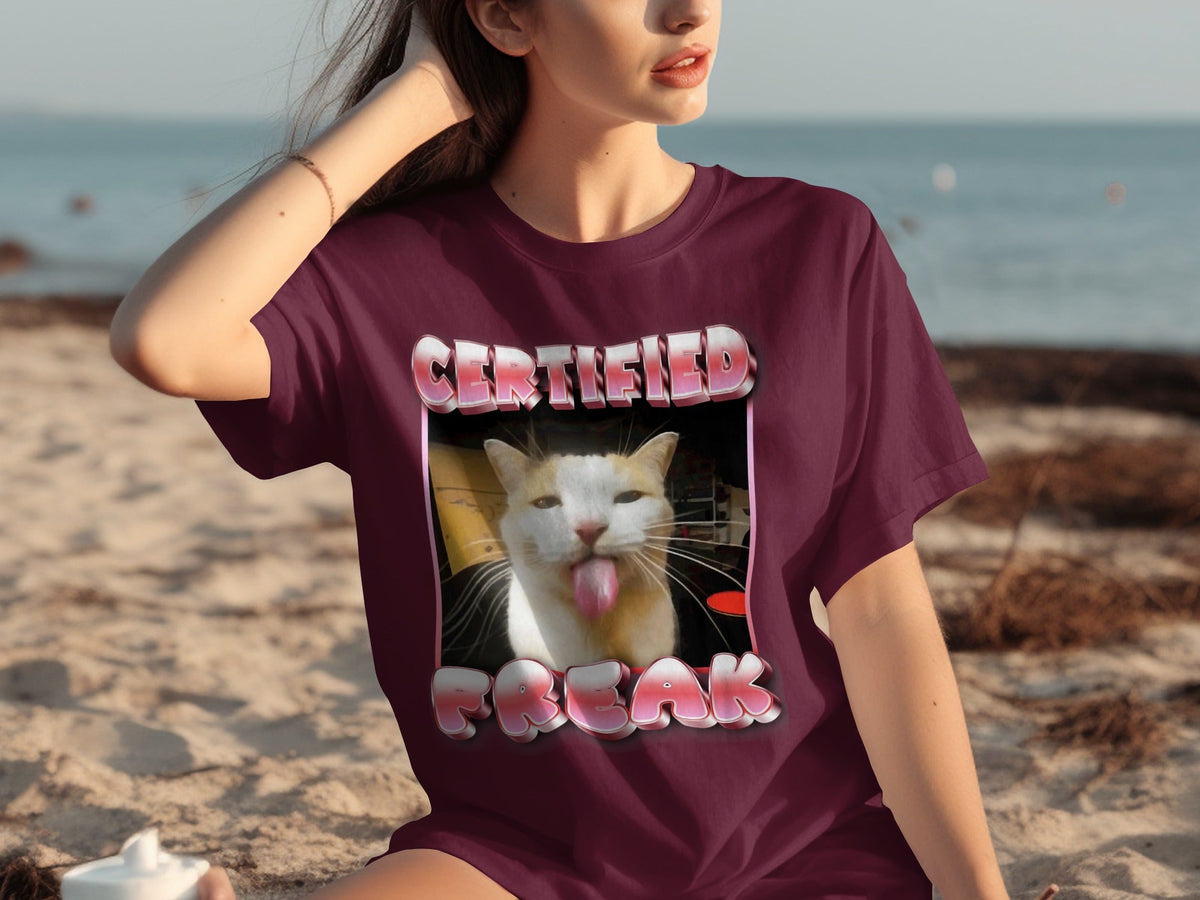 Certified Freak Hilarious Cat With Tongue Out T-Shirts