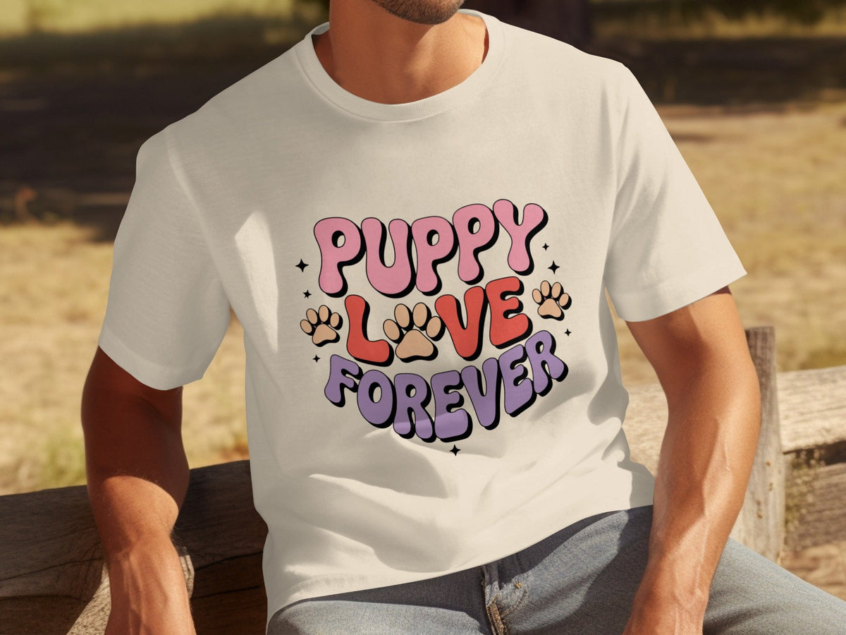 Puppy Love Forever Retro Style Graphic Design T-Shirts