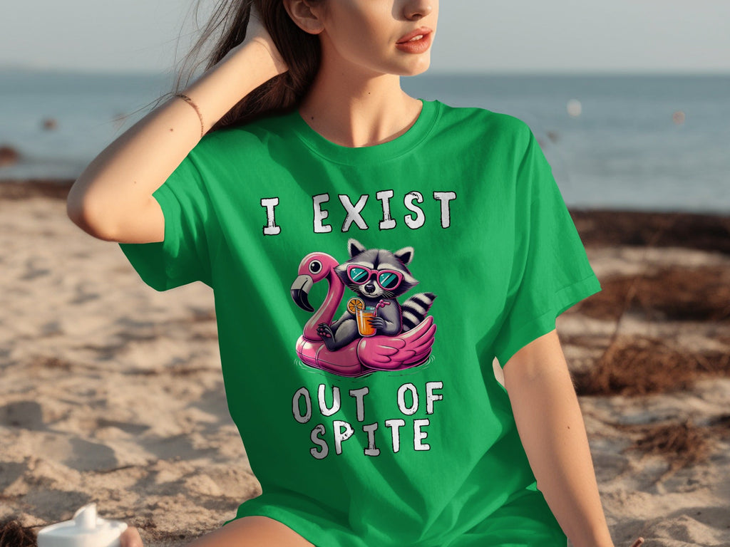 Funny Raccoon Flamingo Float I Exist Out Of Spite T-Shirts