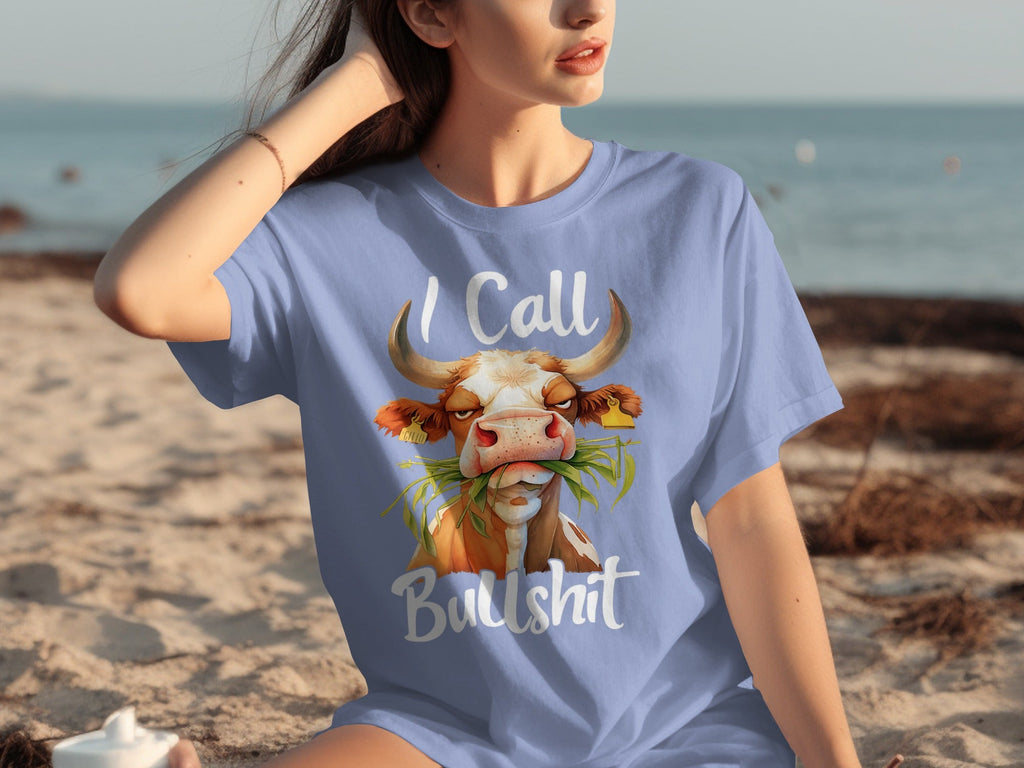 I Call Bullshit Cow with Grass Mouth Funny Farm T-Shirts