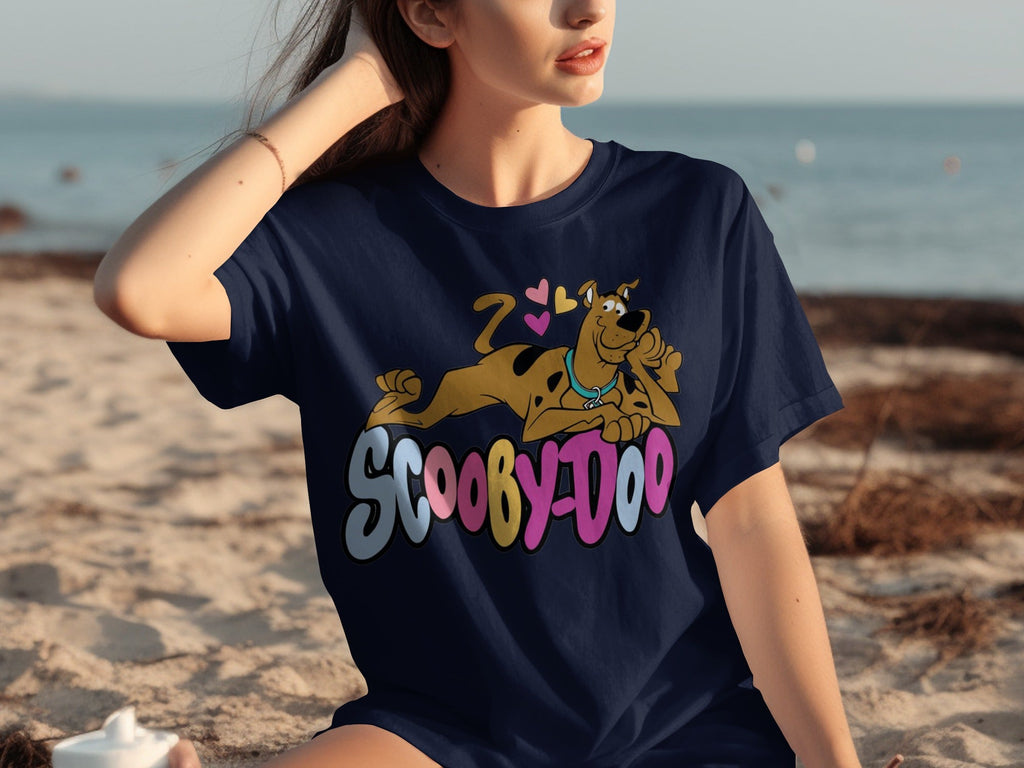 Scooby Doo with Hearts Reclining on Logo Design T-Shirts product image 9