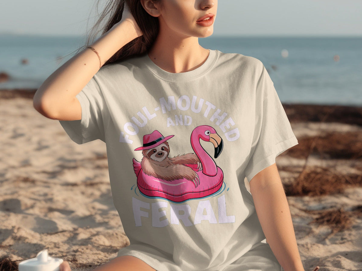 Foul-Mouthed AND Feral Sloth in Flamingo Float T-Shirts product image 17