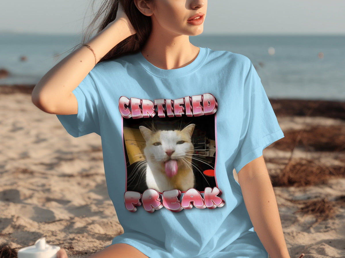 Certified Freak Hilarious Cat With Tongue Out T-Shirts