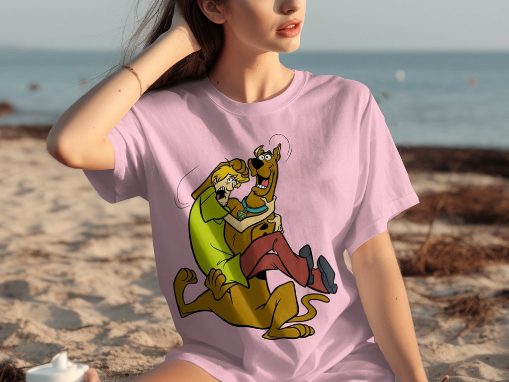 Shaggy Riding Scooby Doo Scared Cartoon Character T-Shirts
