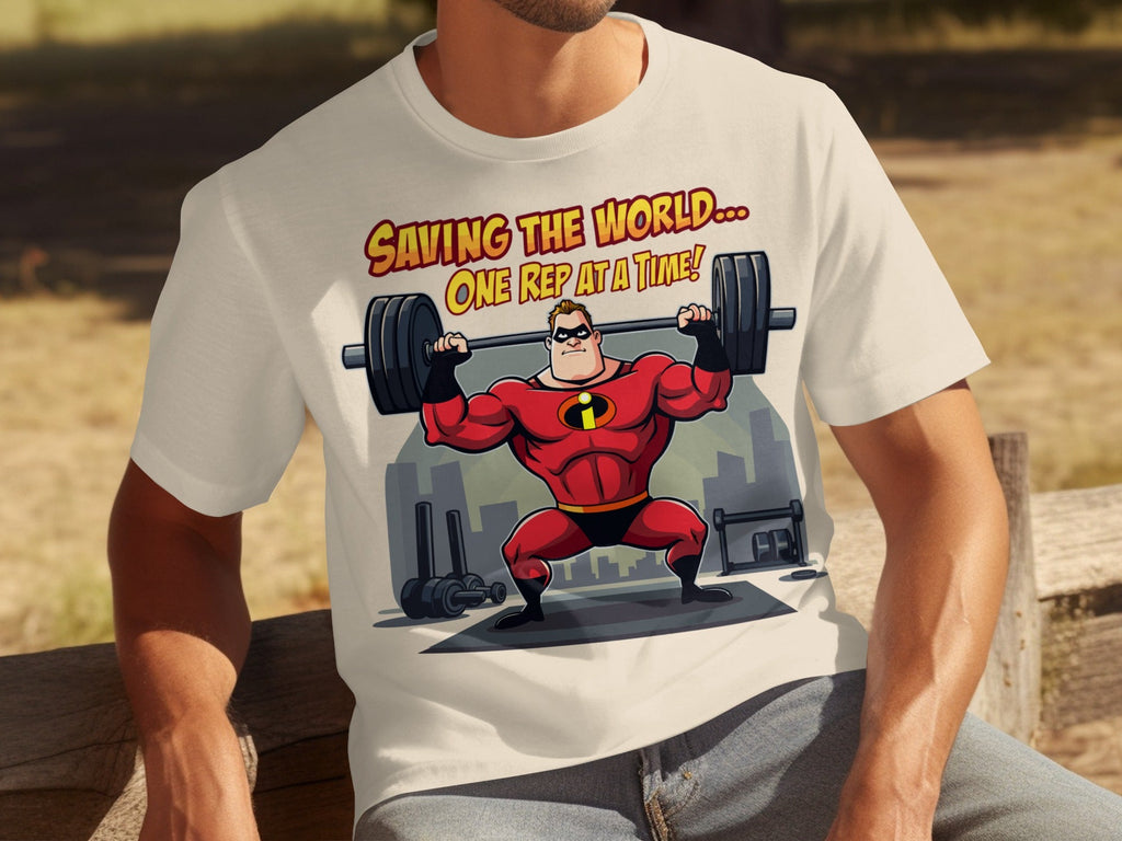 Saving the World One Rep at a Time Heroic Gym T-Shirts