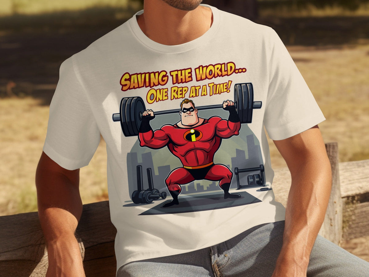 Saving the World One Rep at a Time Heroic Gym T-Shirts