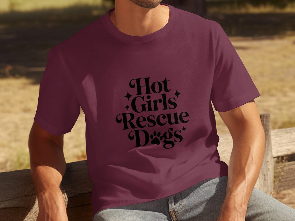 Hot Girls Rescue Dogs Graphic Print Novelty Design T-Shirts