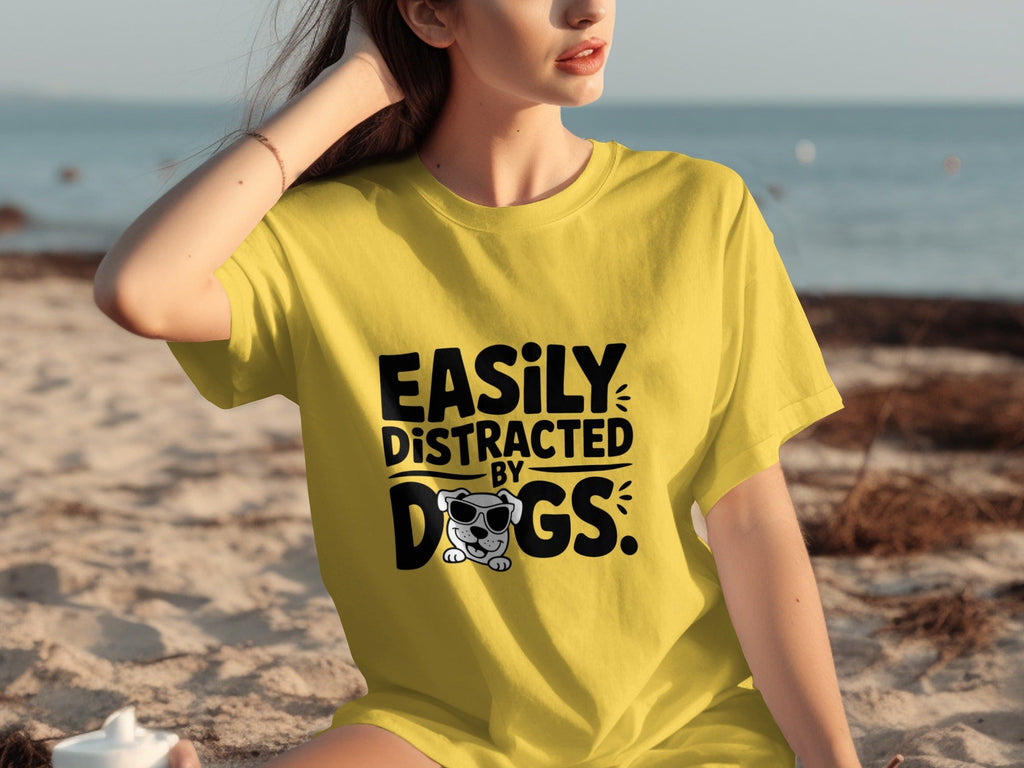 Easily Distracted By Dogs Cute Puppy Illustration T-Shirts product image 6