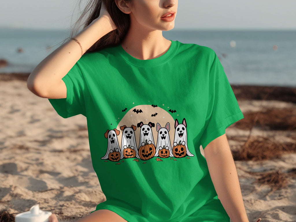 Spooky Dog Ghosts With Pumpkins Halloween Cute Season T-Shirts