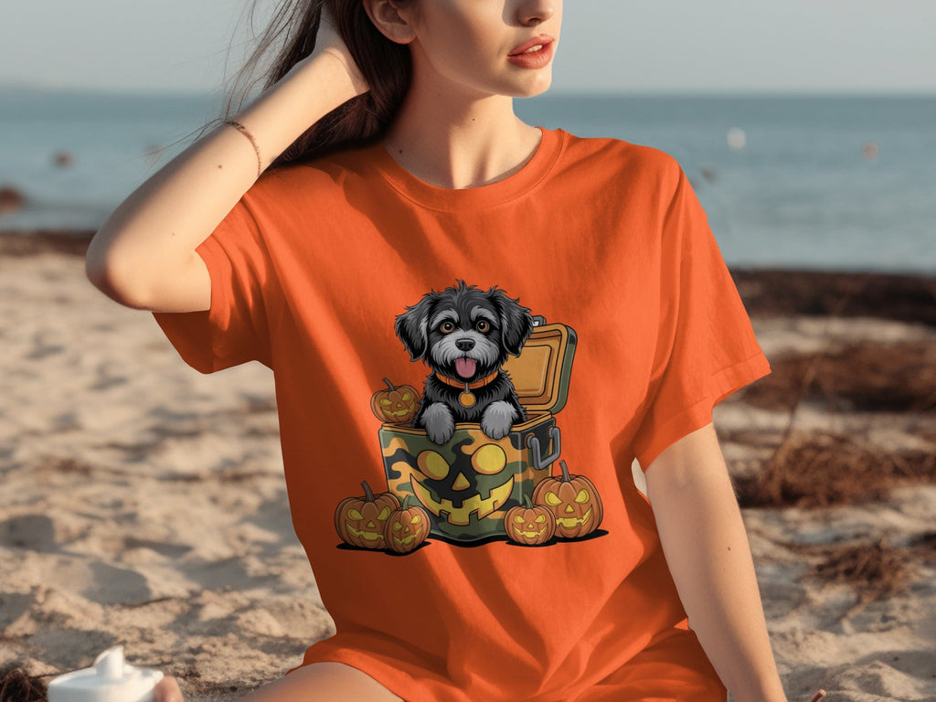 Cute Dog In a Pumpkin Container Halloween Season T-Shirts