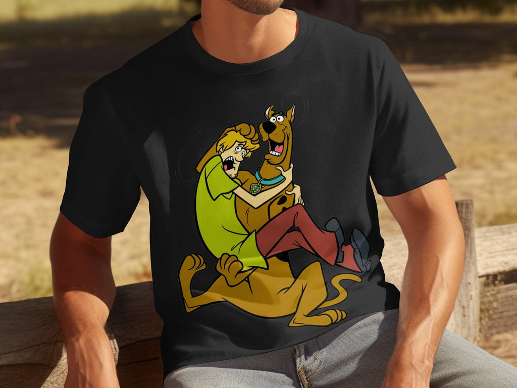 Shaggy Riding Scooby Doo Scared Cartoon Character T-Shirts