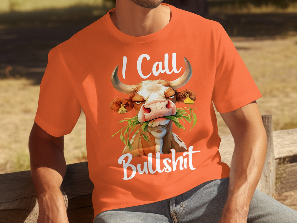 I Call Bullshit Cow with Grass Mouth Funny Farm T-Shirts