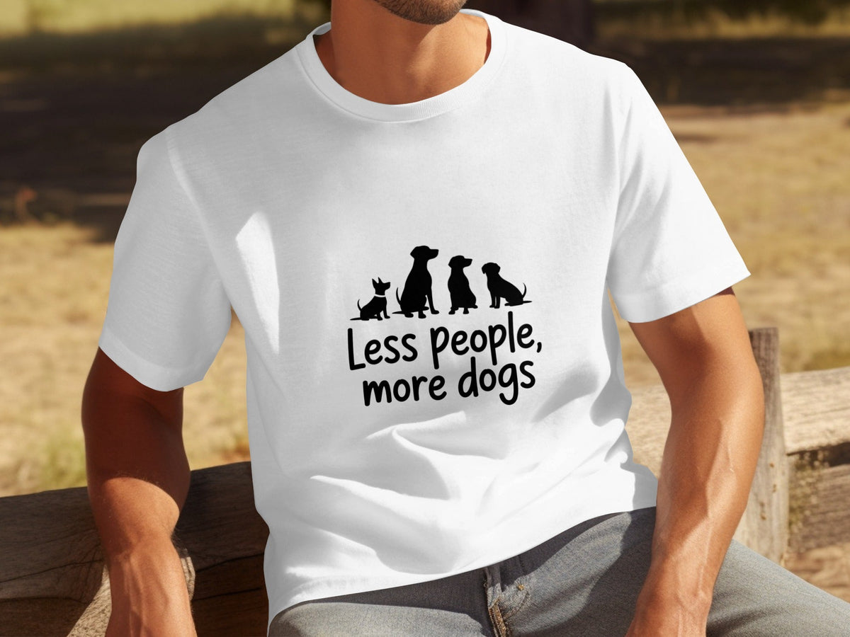 Less People More Dogs Silhouette Image Funny Pet T-Shirts