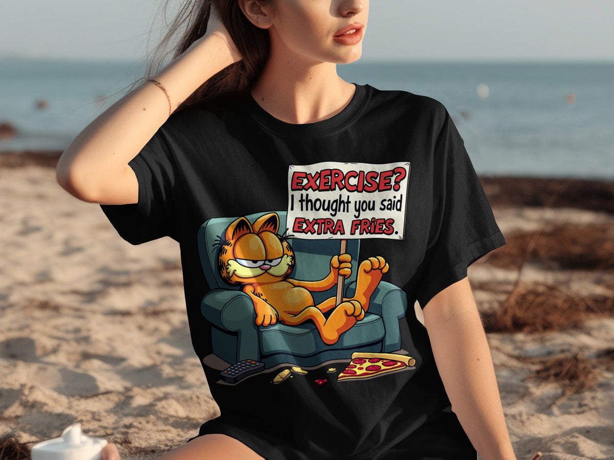 Garfield I Thought You Said Extra Fries Funny Cartoon T-Shirts