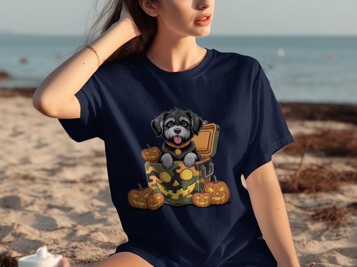 Cute Dog In a Pumpkin Container Halloween Season T-Shirts