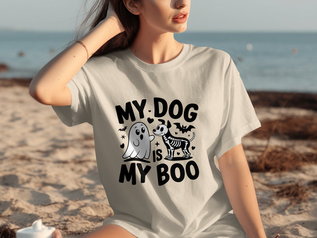 My Dog IS My Boo Halloween Ghost Dog Skeleton Art T-Shirts