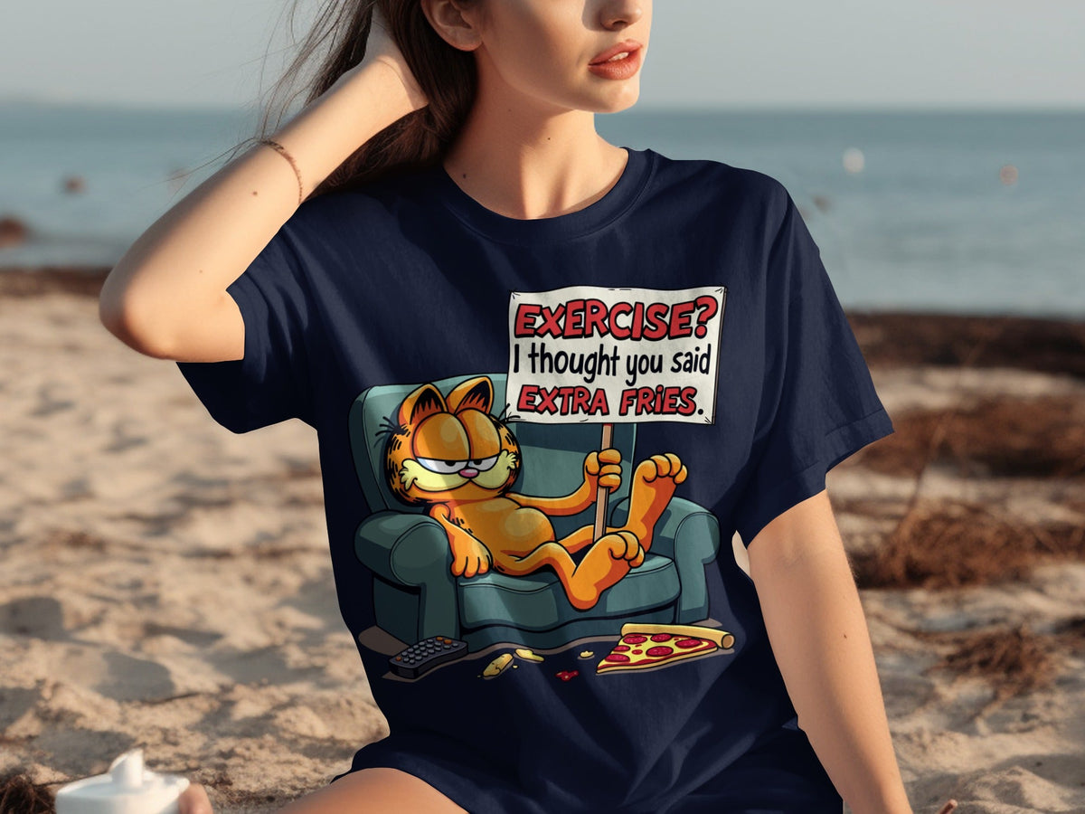 Garfield I Thought You Said Extra Fries Funny Cartoon T-Shirts