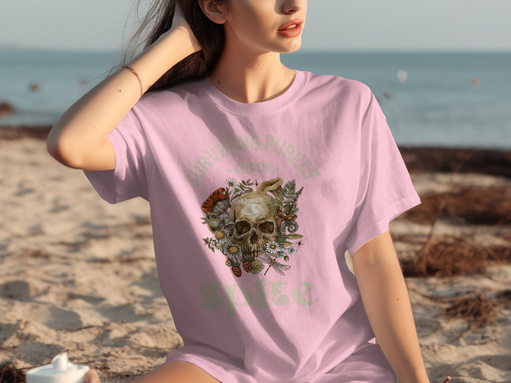 Surviving Purely Out of Spite Floral Skull T-Shirts product image 27