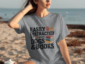 Easily Distracted by Dogs & Books Design Cool T-Shirts product image 1