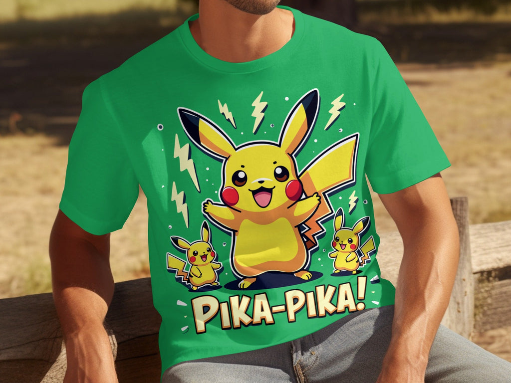 Pika Pika Pikachu With Electrical Arcs Design T-Shirts