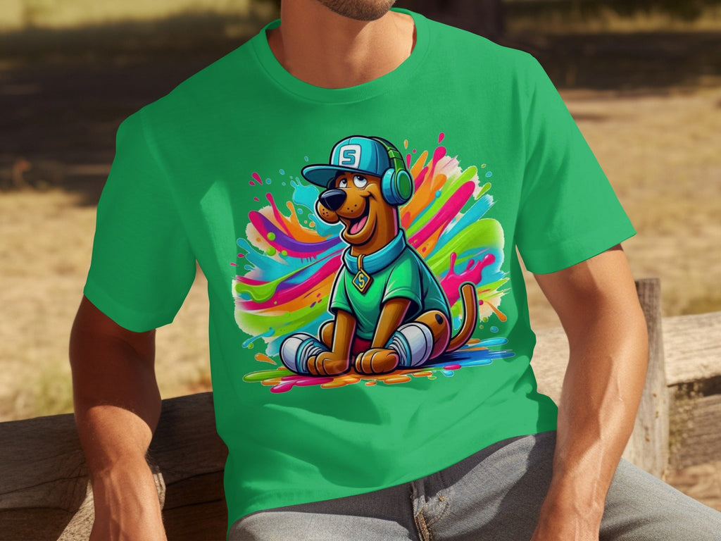 Scooby Doo with Headphones and Cap Colorful Art T-Shirts