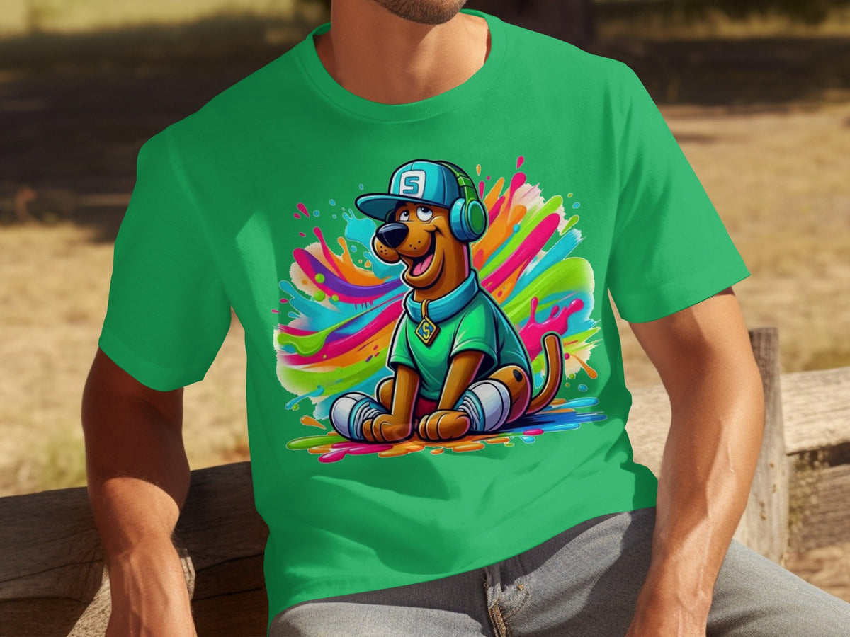 Scooby Doo with Headphones and Cap Colorful Art T-Shirts