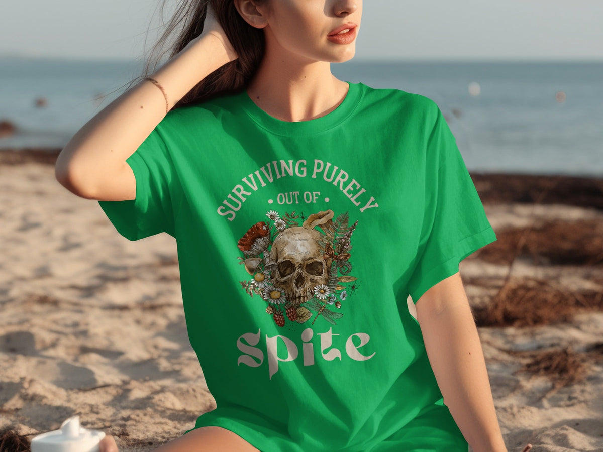 Surviving Purely Out of Spite Floral Skull T-Shirts product image 21