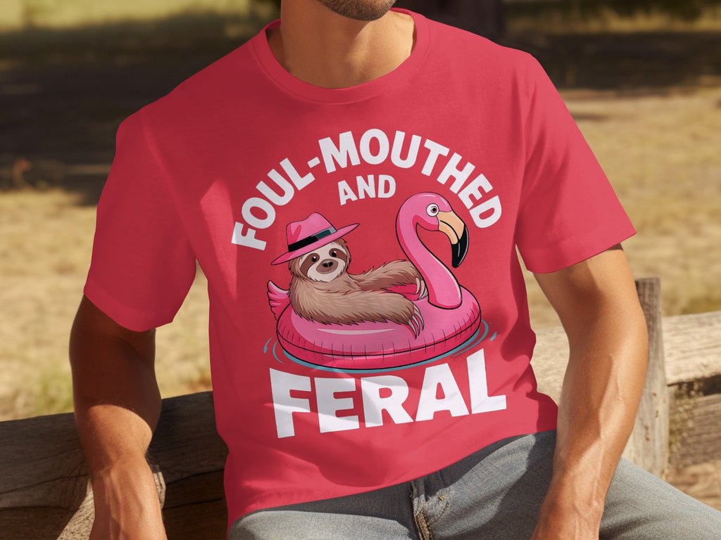 Foul-Mouthed AND Feral Sloth in Flamingo Float T-Shirts product image 2