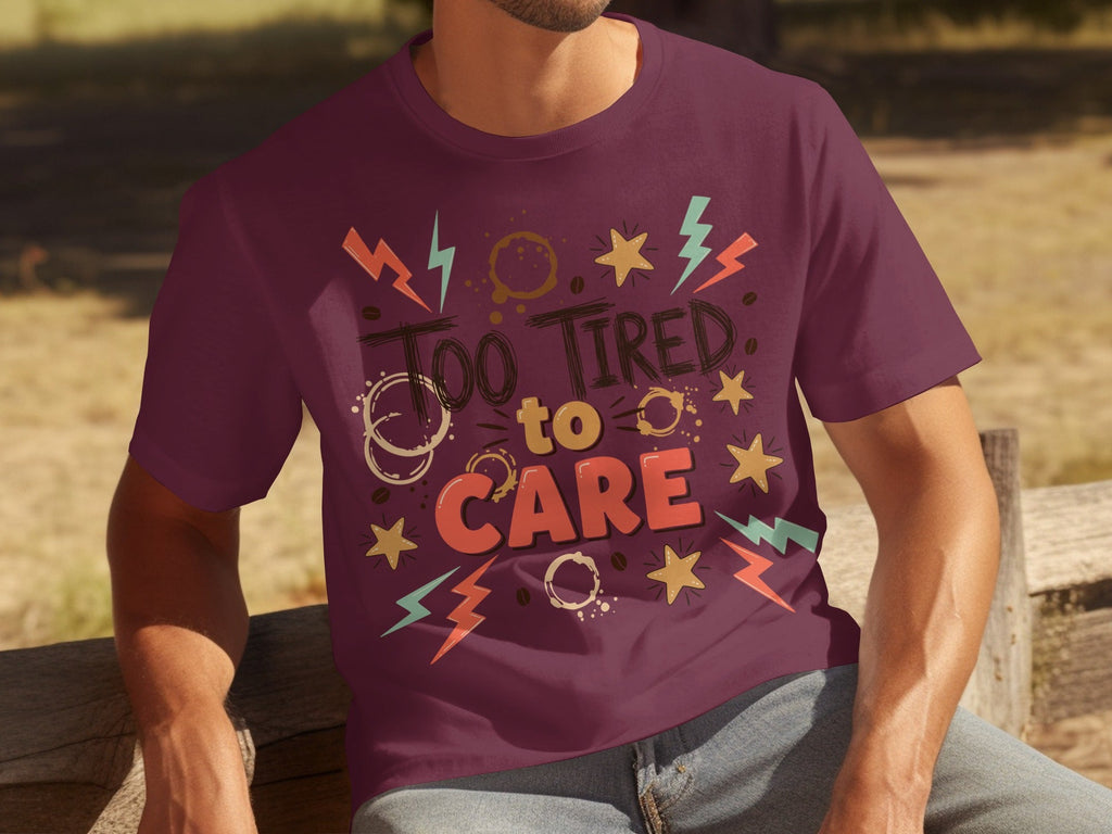 Too Tired to Care With Coffee Elements Design T-Shirts product image 26